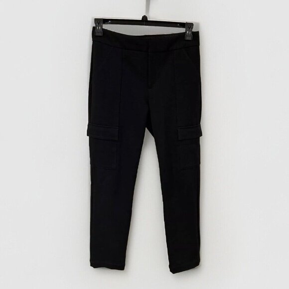 Anthropologie Womens Pants 8 The Essential Slim Black Pockets Cargo Mid Rise - Picture 1 of 10